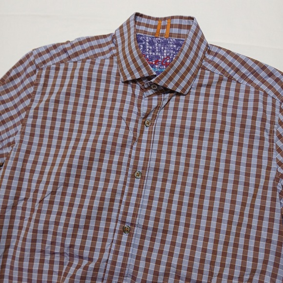 Robert Graham Other - Robert Graham Mens Cotton Multicolor Shadow Plaid Stretch Dress Shirt Size Small